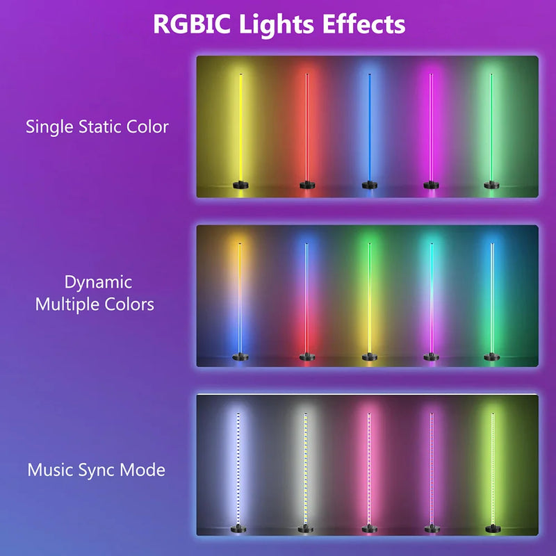 Smart LED Floor Lamp RGB Remote & APP Control Music Sync Corner Lighting Timer Modern Mood Standing Lamp for Living Room Gaming