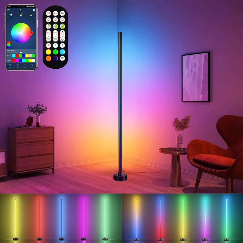 Smart LED Floor Lamp RGB Remote & APP Control Music Sync Corner Lighting Timer Modern Mood Standing Lamp for Living Room Gaming