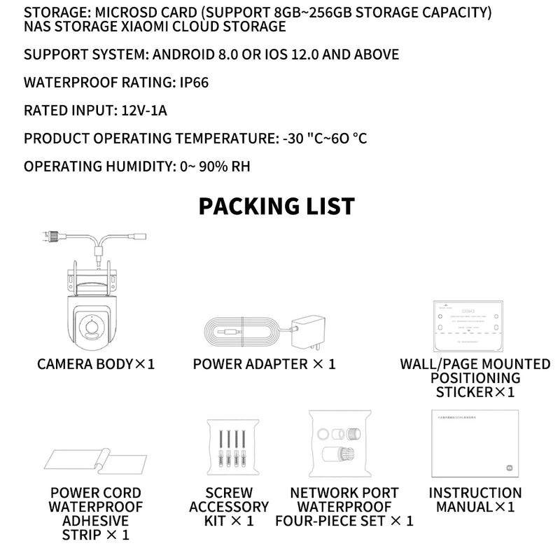 NEW Xiaomi Outdoor Camera CW500 Security Protection WiFi 6 CCTV 3K Ultra HD Resolution Full-Color Night Vision IP66 Smart Home