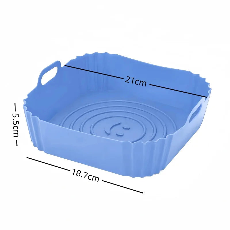 1PC Air Fryer Oven Baking Tray Reusable Silicone Tray Fried Chicken Pizza Mat Square Oilless Silicone Pan Air Fryer Accessories