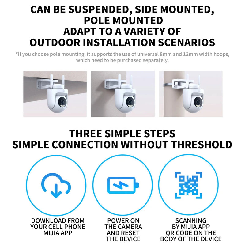 NEW Xiaomi Outdoor Camera CW500 Security Protection WiFi 6 CCTV 3K Ultra HD Resolution Full-Color Night Vision IP66 Smart Home
