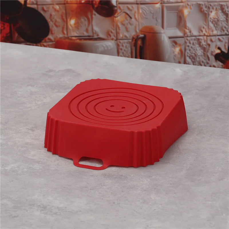 1PC Air Fryer Oven Baking Tray Reusable Silicone Tray Fried Chicken Pizza Mat Square Oilless Silicone Pan Air Fryer Accessories