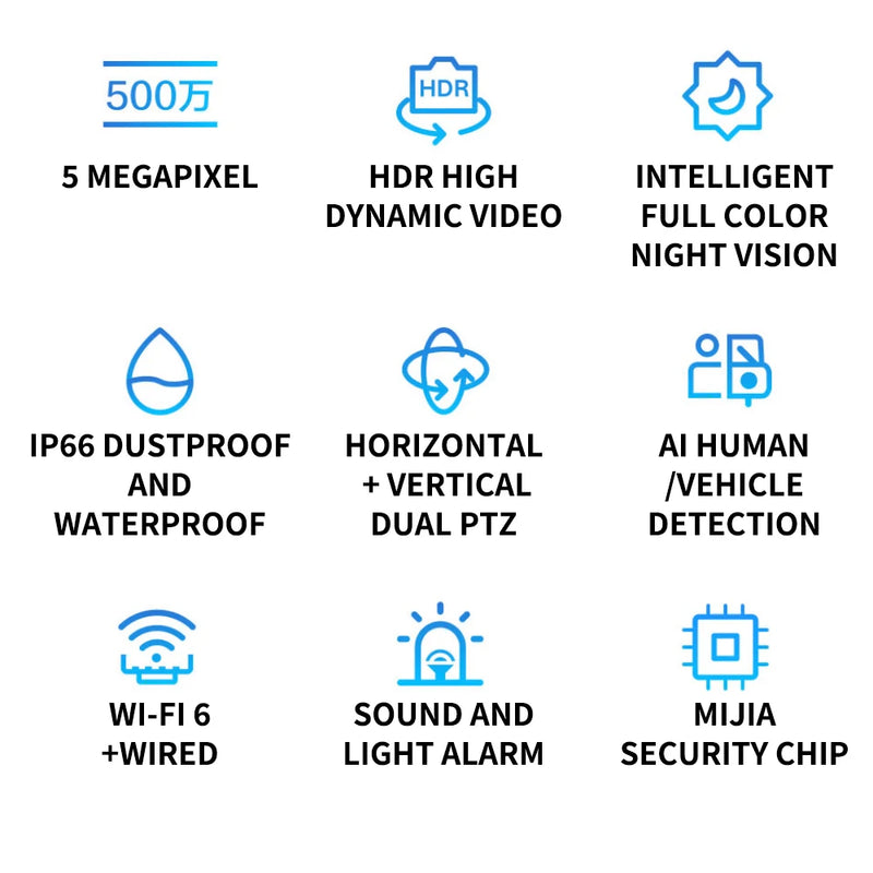 NEW Xiaomi Outdoor Camera CW500 Security Protection WiFi 6 CCTV 3K Ultra HD Resolution Full-Color Night Vision IP66 Smart Home